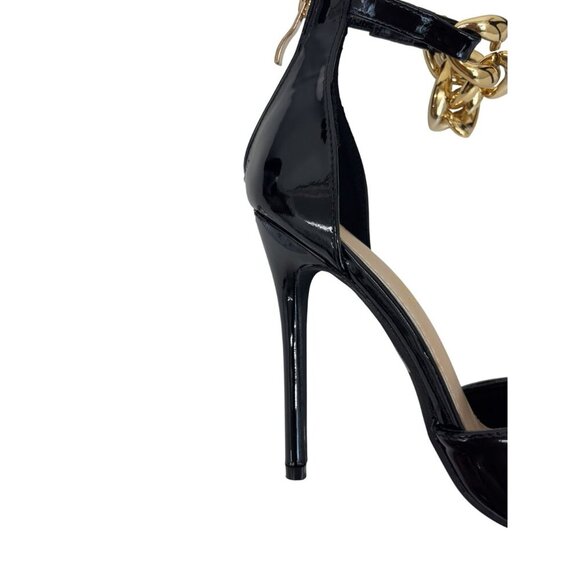 CATHY DIN / Rae-61 / Patent Leather / Stiletto Heels/  With Gold  / Chain Anklet - Picture 5 of 7